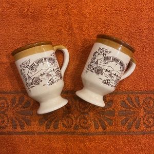 Vintage Great Smoky Mountains Pedestal Coffee Mugs